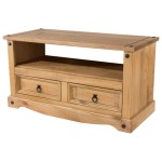 TV Stand Waxed Pinewood, Double Drawer TV Stand, Corner Cabinet, Solid Wood